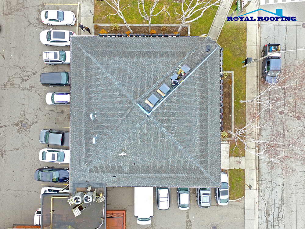 Landmark Shingles roof replacement from Starbucks coffe in Mississauga